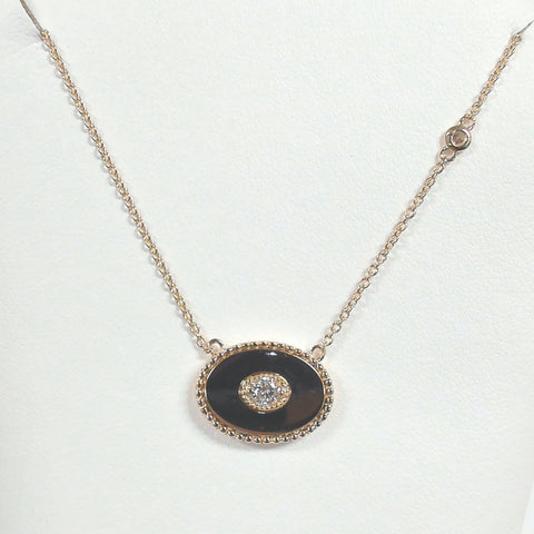 14k Diamond Oval Bezel-Set Necklace