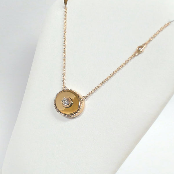 14k Diamond Oval Bezel-Set Necklace