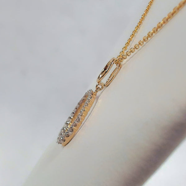 14k Open Oval Diamond Drop Necklace