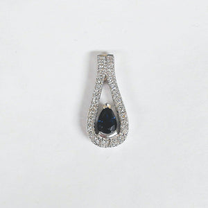 14k Pear Sapphire & Diamond Pendant