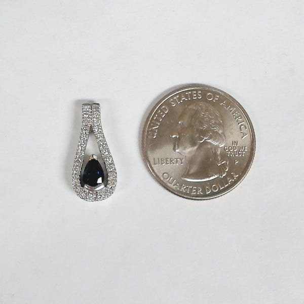 14k Pear Sapphire & Diamond Pendant