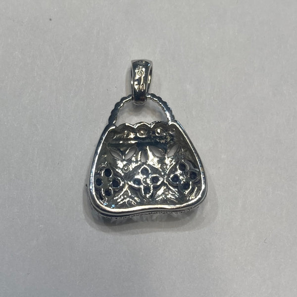 10k Blue Sapphire & Diamond Purse Pendant