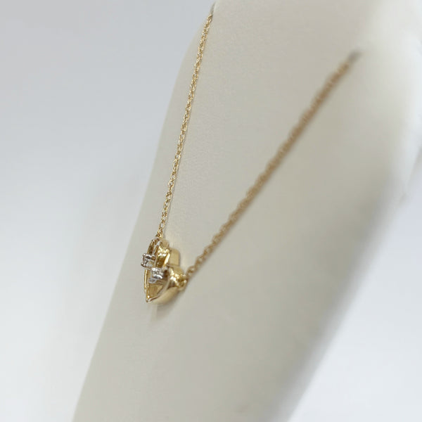 18" 14k Double Heart Diamond Melee Necklace