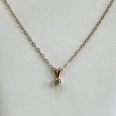 20" 14K .06CT Diamond Solitaire Pendant