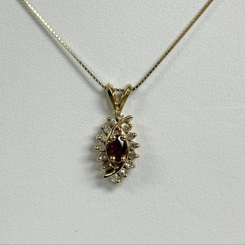 18" 14K Ruby & Melee Diamond Necklace
