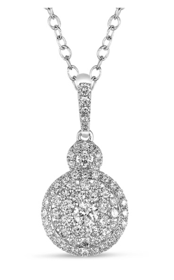 14K Diamond Round Flower Halo Pendant