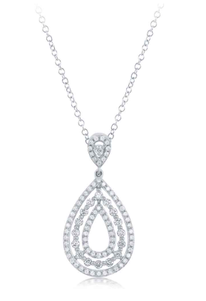14K Diamond Triple Pear-Shaped Pendant Necklace