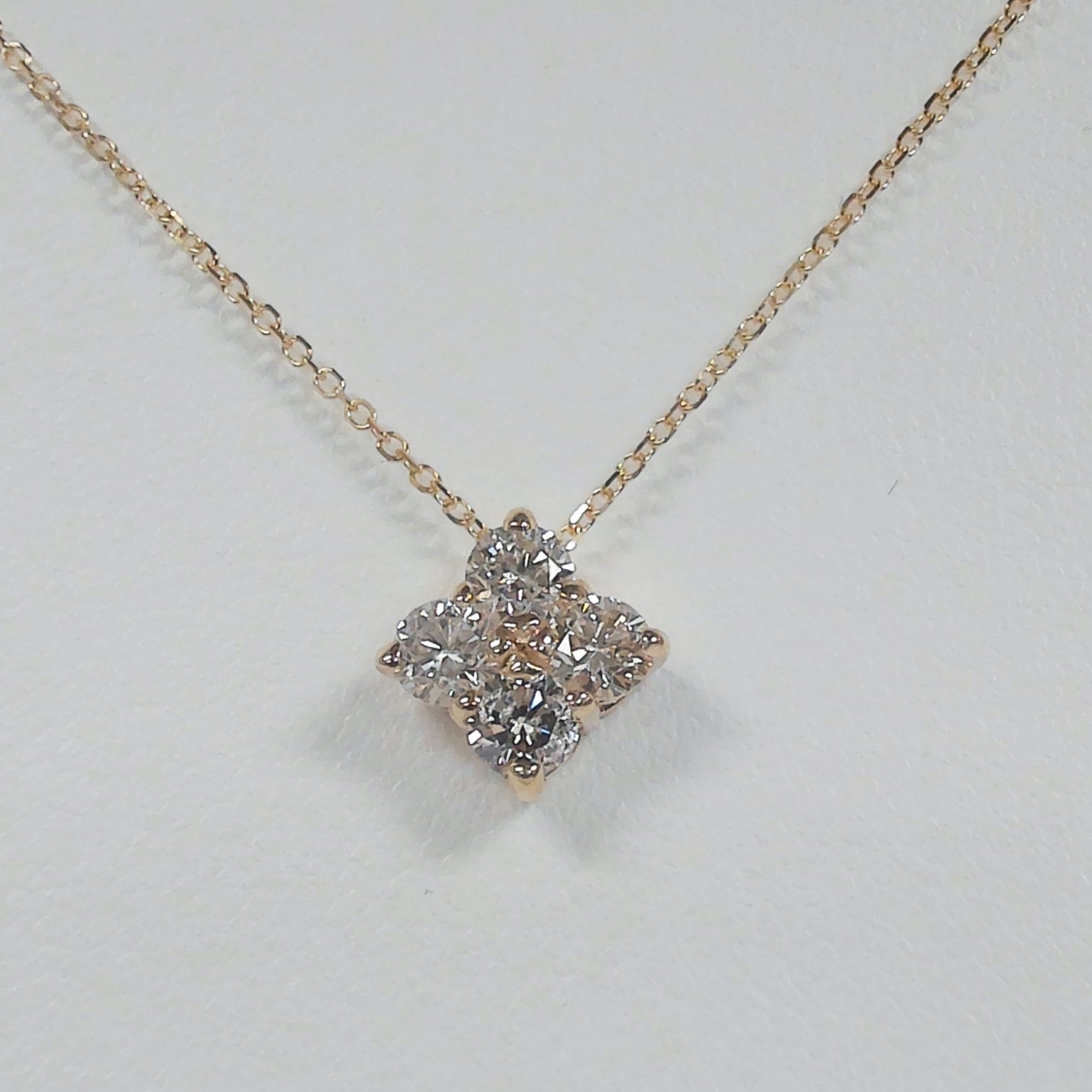 14k Diamond Cluster Clover Pendant Necklace