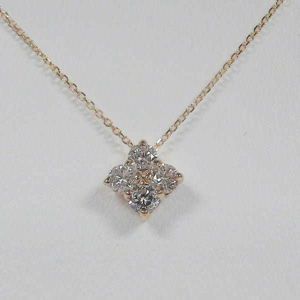 14k Diamond Cluster Clover Pendant Necklace