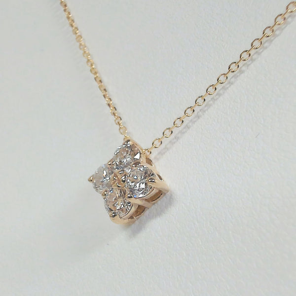 14k Diamond Cluster Clover Pendant Necklace