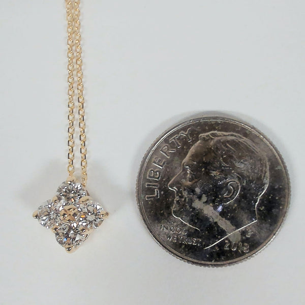 14k Diamond Cluster Clover Pendant Necklace