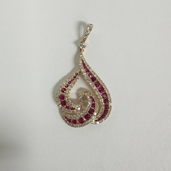 14k Ruby & Diamond Fashion Pendant Necklace