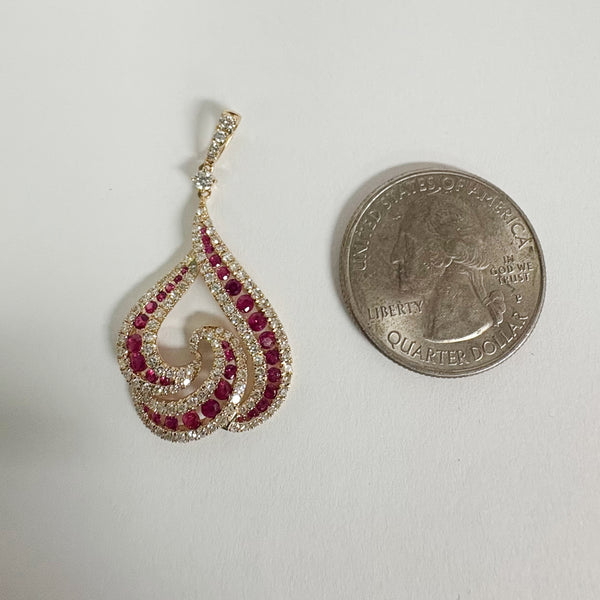 14k Ruby & Diamond Fashion Pendant Necklace