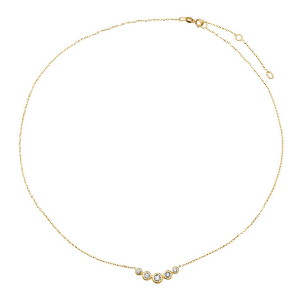 16-18" 14K 5-Diamond Bezel Stationary Necklace