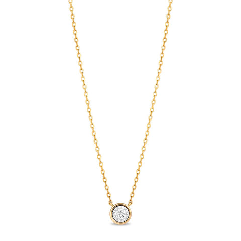 16-18" 14K .05CT Diamond Bezel Stationary Necklace