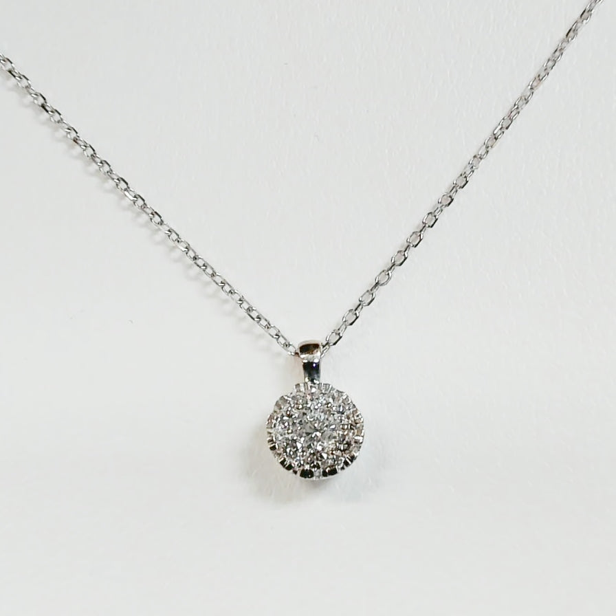 16" 14K .25TW Diamond Cluster Pendant