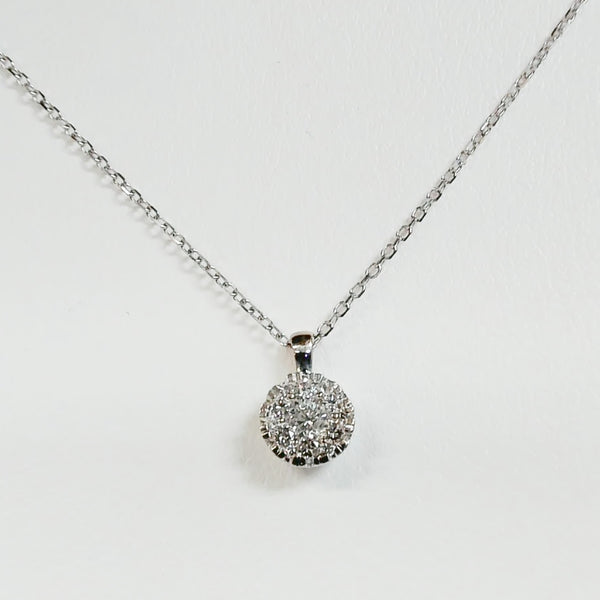 16" 14K .25TW Diamond Cluster Pendant
