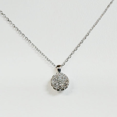 16" 14K .25TW Diamond Cluster Pendant