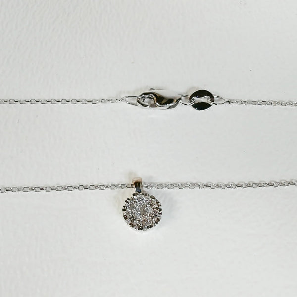 16" 14K .25TW Diamond Cluster Pendant