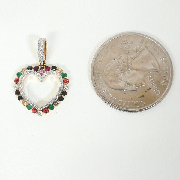 10K Rainbow Heart Pendant