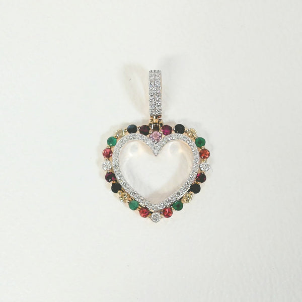 10K Rainbow Heart Pendant