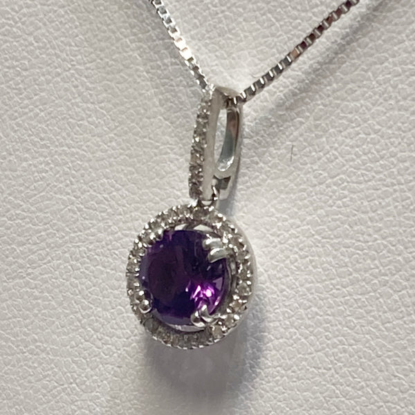 14k Amethyst & Diamond Pendant