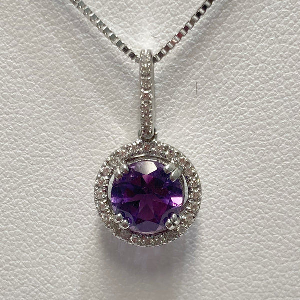 14k Amethyst & Diamond Pendant