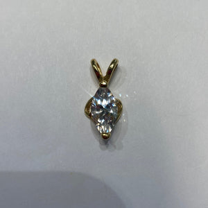 Sterling / Yellow Gold-Plated Marquise Cubic Zirconia Pendant