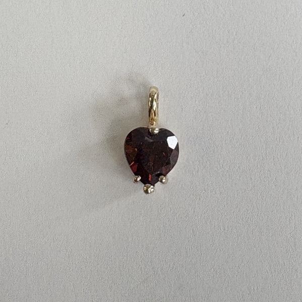 14K 6mm Garnet Heart Pendant