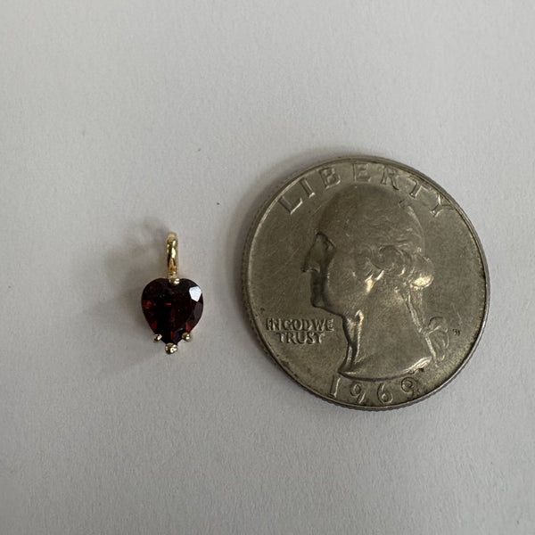 14K 6mm Garnet Heart Pendant