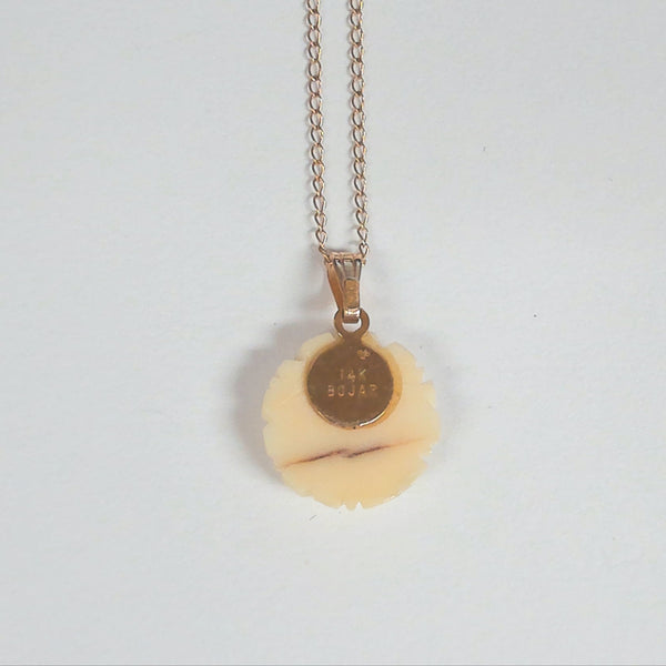 15" 14K White Rose Pendant