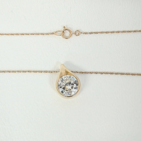 20" 14K Bezel Slide CZ Necklace