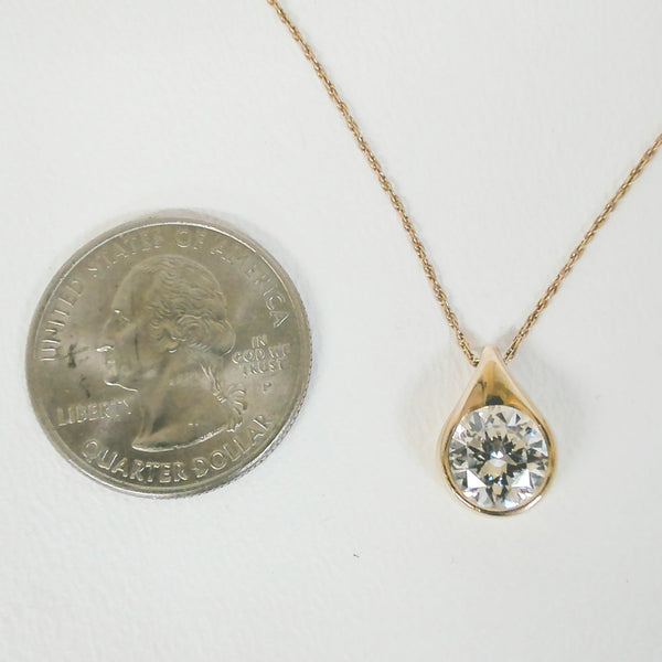 20" 14K Bezel Slide CZ Necklace