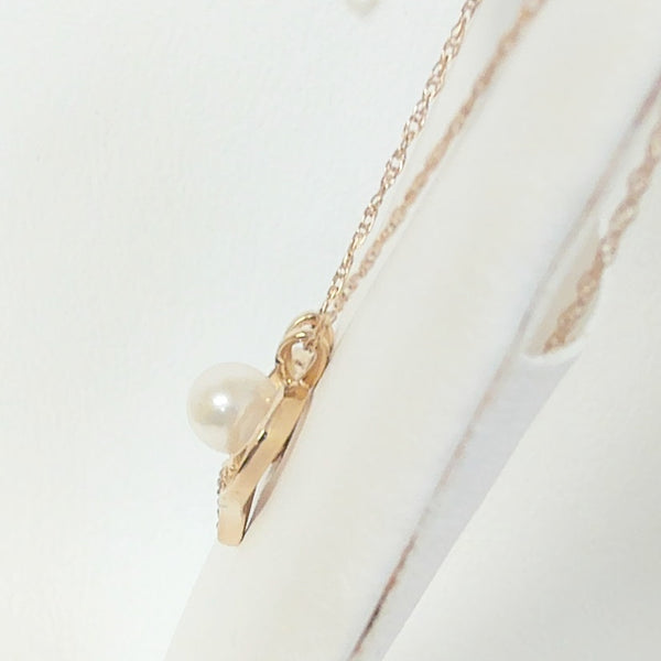 16" 14K Pearl Heart Necklace