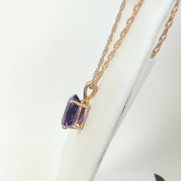 24" 14K Oval Amethyst Necklace