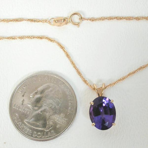 24" 14K Oval Amethyst Necklace