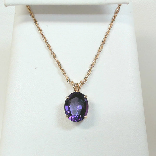 24" 14K Oval Amethyst Necklace