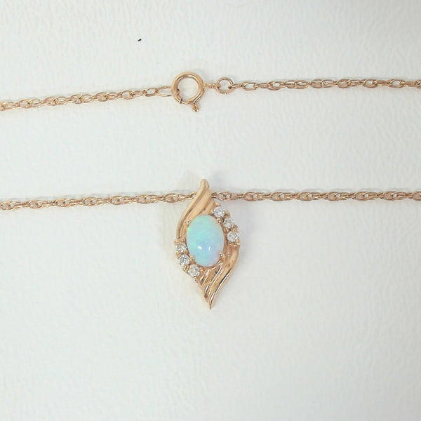 19" 14K Opal and Diamond Necklace