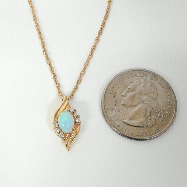 19" 14K Opal and Diamond Necklace