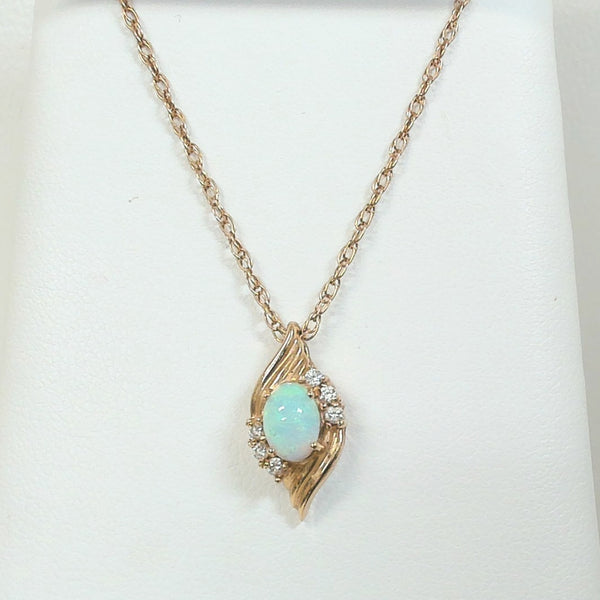 19" 14K Opal and Diamond Necklace
