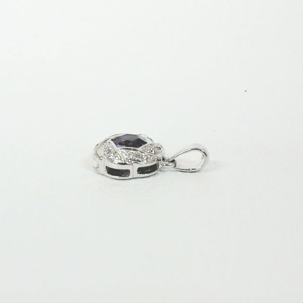 18" 14K Hexagon-Cut Amethyst and Diamond Necklace