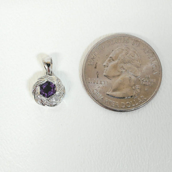 18" 14K Hexagon-Cut Amethyst and Diamond Necklace