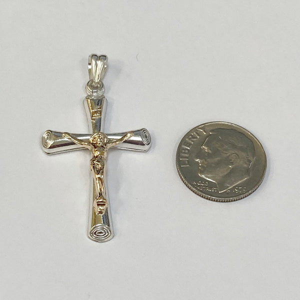 Sterling Silver/14k Medium Crucifix
