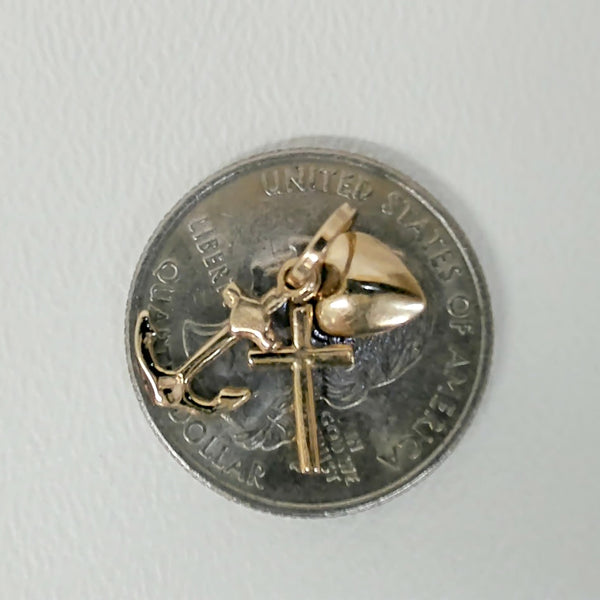 14K Faith Hope & Charity Charm