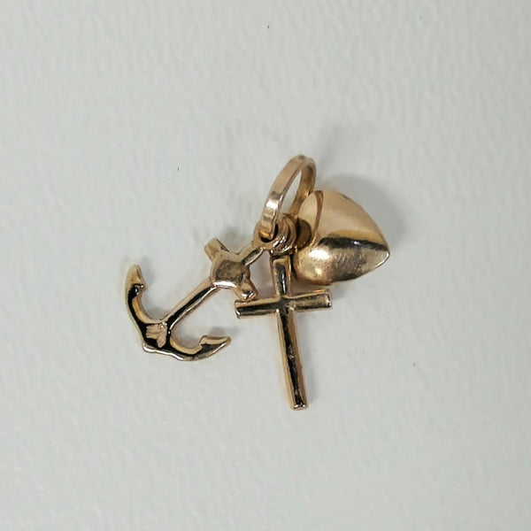 14K Faith Hope & Charity Charm