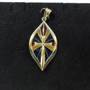 14K Enameled Cross Pendant