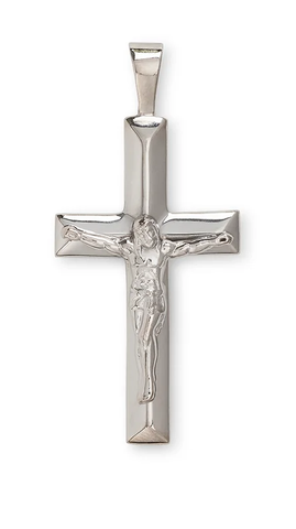 Solid Sterling Silver Large Angled Crucifix