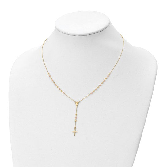 14K Two-Tone Beaded Rosary Y-Drop Necklace