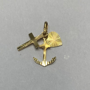 18k Faith, Hope, Charity Charm