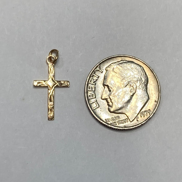 14k Mini Pattern Cross